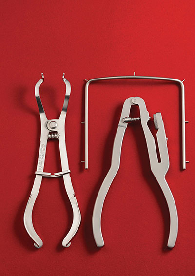 Rubber dam instruments and clamp forceps